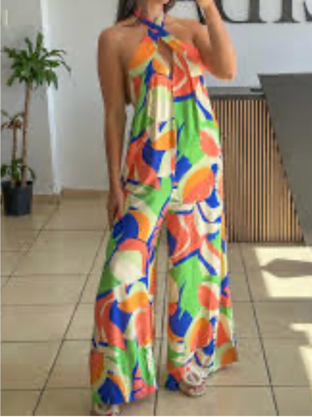 ILLA ILLA Multicolor Printed Halter Jumpsuit
